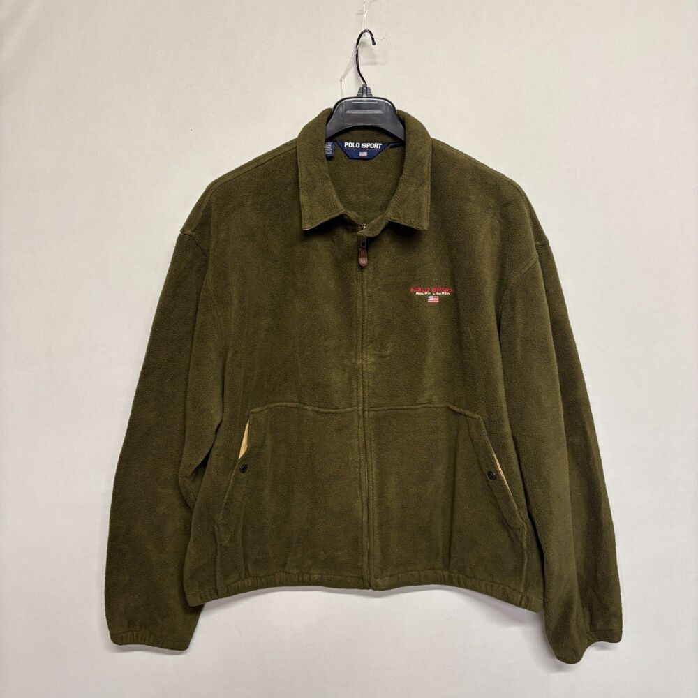 Vintage Polo Sport Ralph Lauren Men Fleece Jacket XXL 2XL Made in USA D137 -2